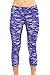90 Degree by Reflex -Performance Activewear - Printed Yoga Capri Print #242 Blurred Lines - Blue/Pink L