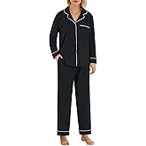 Latuza Women's Petite Size Button Down Pajamas Set Long Sleeve