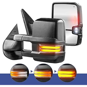 MOSTPLUS Power Heated Towing Mirrors for Chevy Silverado Suburban Tahoe GMC Serria Yukon 2008-2013 with Sequential Turn light, Clearance Lamp, Running Light(Set of 2)