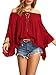 SheIn Women's Off The Shoulder Bell Ruffle Sleeve Top Blouse - Red One Size