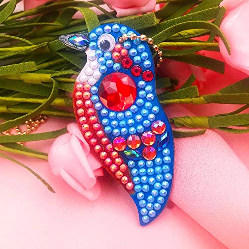 5D DIY Diamond Painting Keychain, 5 pcs Bird Shape, Mosaic Making Full Drill Special Shape Diamond Painting Kit for Bags, Smartphone Straps, 5 Pack