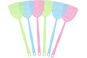 Chelory Fly Swatter, 6 Pack Plastic Manual Fly Swat Set Heavy Duty with Long Strong Handle Swatters Assorted Colors Multi Pack