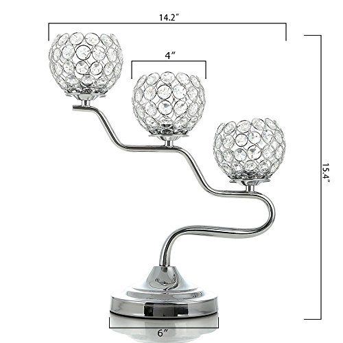 VINCIGANT Modern Silver Crystal Candelabra for Wedding Parties Events Coffee Table Decorative Centerpiece,Holiday Home Decoration Valentines Day Gifts,Fireplace Candleholder - Thumbnail 5