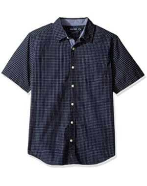Men's Short Sleeve Check Plaid Button Down Shirt
