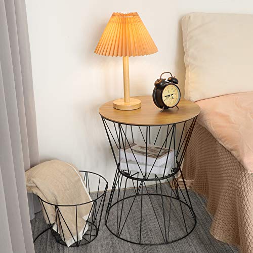 FAB BASED Metal End Table Set of 2 for Living Room,Storage Basket End Tables with 2 Extra Basket