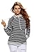 HOTAPEI Ladies Long Sleeve hooded sweatshirt Pullover Blue Striped Medium