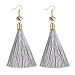 NLCAC Women Thread Tassel Dangle Earrings Silk Fringe Thread Drop Earrings for Parties (Grey)