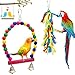 PETUOL Bird Swing Toys, 5 Colorful Hanging Loofah Toys for Small to Medium Parrots, Parakeets, and Lovebirds