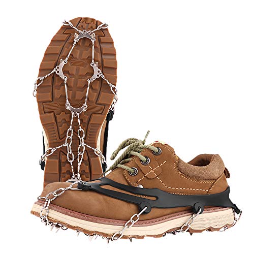 Hapire Black Traction Cleats Crampons Unisex Men Women Ice Grippers Anti-Slip Stainless Steel Snow Spikes for Shoes Boots Spikes Winter Walking Hiking Climbing Spikes - Thumbnail 7