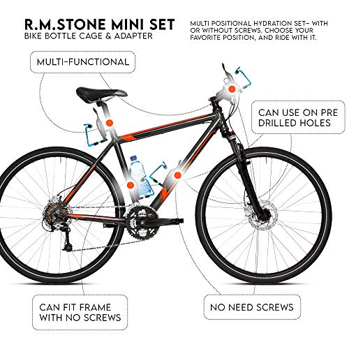 Bike Bottle Holder and Cage Mount No Screws! Adjustable Cage with Grip