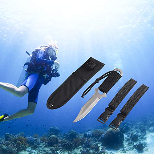 AiGear Dive Knife For Scuba Diving With Leg Strap Sheath Stainless Steel Blade Knife With Nylon