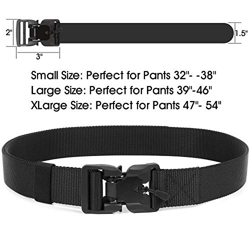 WHIPPY Tactical Belt with Magnetic Quick-Release Buckle Military Style Nylon Webbing Riggers Belt for Men Black Small
