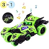 YITOOK Pull Back Vehicles,【Upgraded Version】 3 in 1 Air Pull Back Car Toys Friction Powered Vehicles Include 2 Motocycles with Fun Lights & Sounds Gifts for Children Kids Boys Girls (Green)