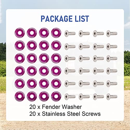 30 Pcs CNC Billet Aluinu Fender Washer Engine Bay Dress Up Kit (Green) : Aazon.in - Foto 6