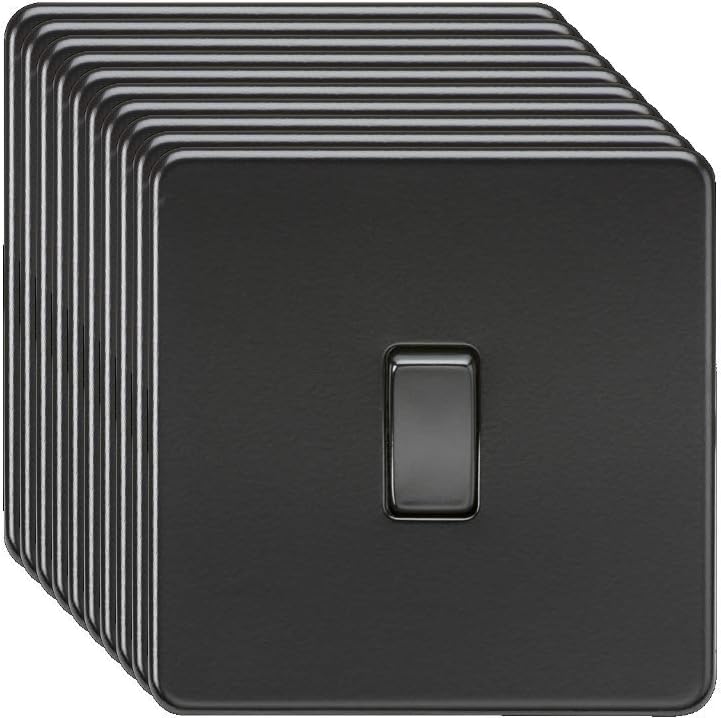 Knightsbridge Screwless 10AX 1G 2-Way Light Switch Matt Black Rocker