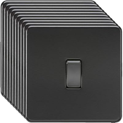Knightsbridge Screwless 10AX 1G 2-Way Light Switch Matt Black Rocker