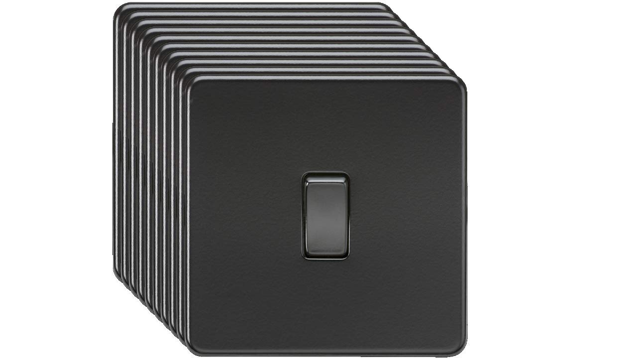 Knightsbridge Screwless 10AX 1G 2-Way Switch - Matt Black with black rocker