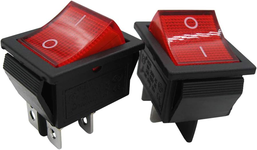 mxuteuk 3pcs AC 220V Red Light Illuminated Snap-in Boat Rocker Switch Toggle Power DPST ON-Off 4Pin 2Position AC 250V 6A 125V 10A KCD4 Switch - Image 3