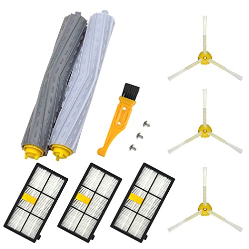 Replacement Parts for IRobot Roomba 800 900 Series 800 805 850 860 861 866 870 880 890 960 964 961 980 Vacuum Cleaner Accessories,1 Set Rollers Debris Extractors,3 Hepa Filters, 3 Side Brushes