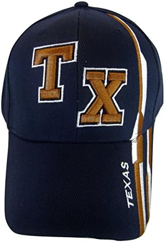 Texas TX with Stripes Adjustable Baseball Cap (Navy)