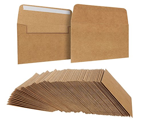 Brown Cardstock A1 Envelopes - 100 Pack Kraft Envelopes, Self Sealing Adhesive Cardboard Stationery - Tan - Set of 100 - 5.125 x 3.625 Inches