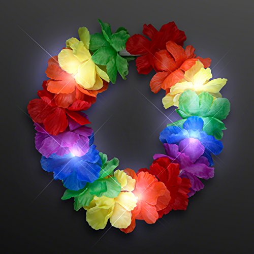 Rainbow LED Hawaiian Lei Floral Headband Light Up Flower Crown