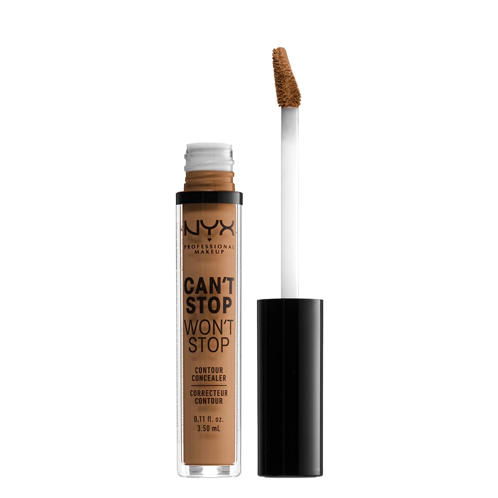 NYX Professional Full Coverage Concealer, 24 Hour Longevity, Can't Stop Won't Stop Contour Makeup Concealer, Matte Finish, Shine Control, Long Lasting, Vegan Formula, Shade: Warm Honey