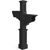 Mayne Signature Decorative Mail Post with Newspaper Holder &amp; Planter, Black | For post-mount mailboxes, Weather &amp; fade resistant, All season, 15-year warranty