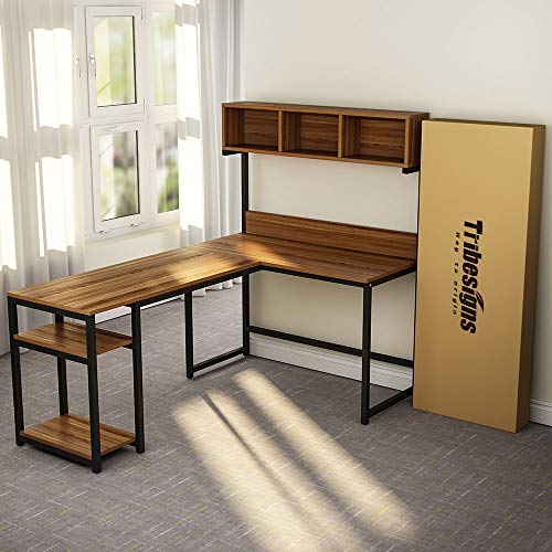 image for Tribesigns L-Shaped Desk with Hutch, 68