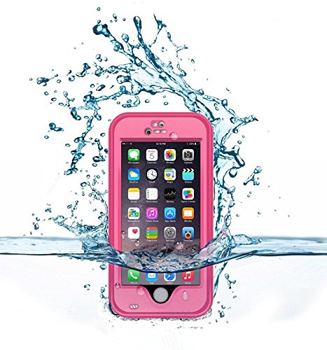 iPhone 6 Waterproof Case，IP68 Certified Waterproof Snowproof Dirtpoof Shock Resistant Protective Case Cover with Viewing Kickstand Fingerprint Recognition Touch ID for iPhone 6 4.7 inch (Pink)
