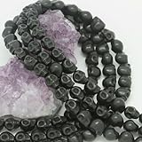 Howlite Turquoise Loose Beads Carved Skulls Spacer 8x10mm Black