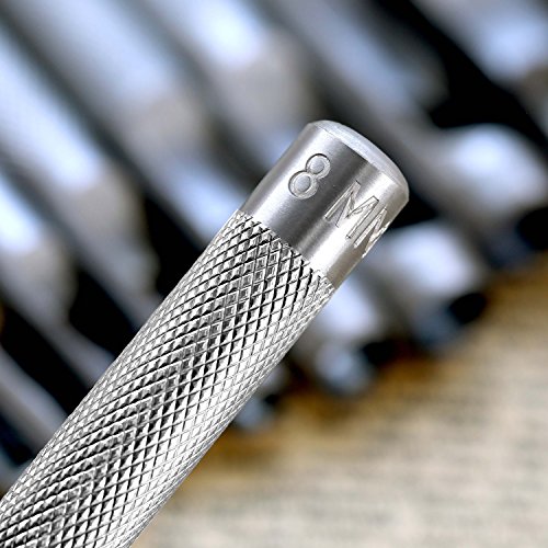 Hestya 12 Pieces Round Steel Hollow Punch Set Leather Craft Hollow Hole Punch for Leather, Watch Band, Canvas, Eyelet - Thumbnail 4