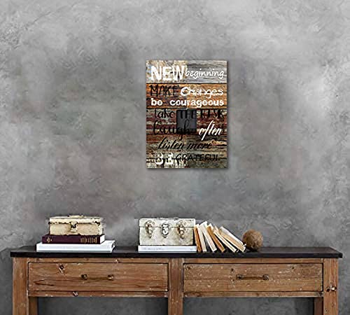 NEW BEGINNING BE COURAGEOUS INSPIRATIONAL Office Wall Art Quote Women Themed Wall Decor Motivational Canvas Prints Framed Wall Art for Bathrooms Motivational Modern Office Decor Canvas Art Wall Decor