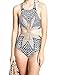 Oops Style Womens Tropical Tribal Starbasket Knot Front Padded One Piece Swimsuits,Gray,X-Large