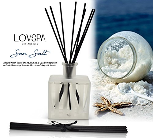 LOVSPA Sea Salt Luxury Home Fragrance Diffuser Reeds | Clean & Fresh Scent of Sea Air, Salt, Jasmine Blossoms & Aquatic Musk