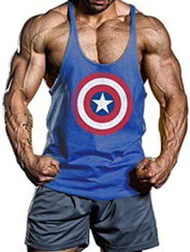 Moge America Captain Fitness Sweat Muscles Vest Cotton Loose Gym Vest Y-back Bod