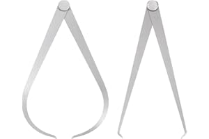 HARFINGTON 2pcs Firm Joint Inside/Outside Caliper 200mm 8 Inch Tool Steel Firm Friction Joint Internal Measurement Tool for Carving Shaping Modeling, Silver