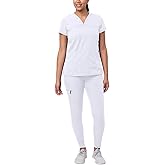 Adar Pro Scrubs Set for Women - Stretch Sweetheart V-Neck Scrub Top & Yoga Jogger Cargo Scrub Pants, 7 Pockets