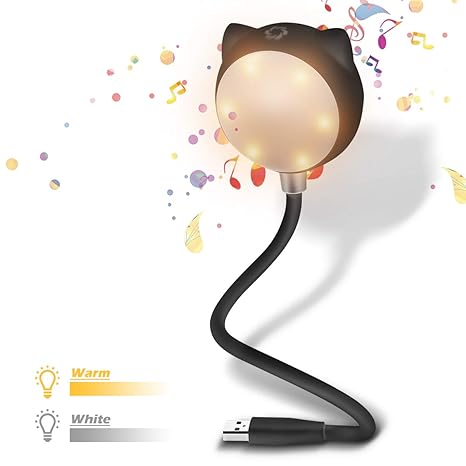 ELEGIANT USB LED Leselampe, dimmbar warmweiß Touch-Control Leseleuchte Bettlampe Nachtlicht mit BT Lautsprecher,Flexibel Schw