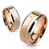 STR-0200 Heartbeat Laser Etched Stainless Steel Rose Gold IP Band Ring (5)