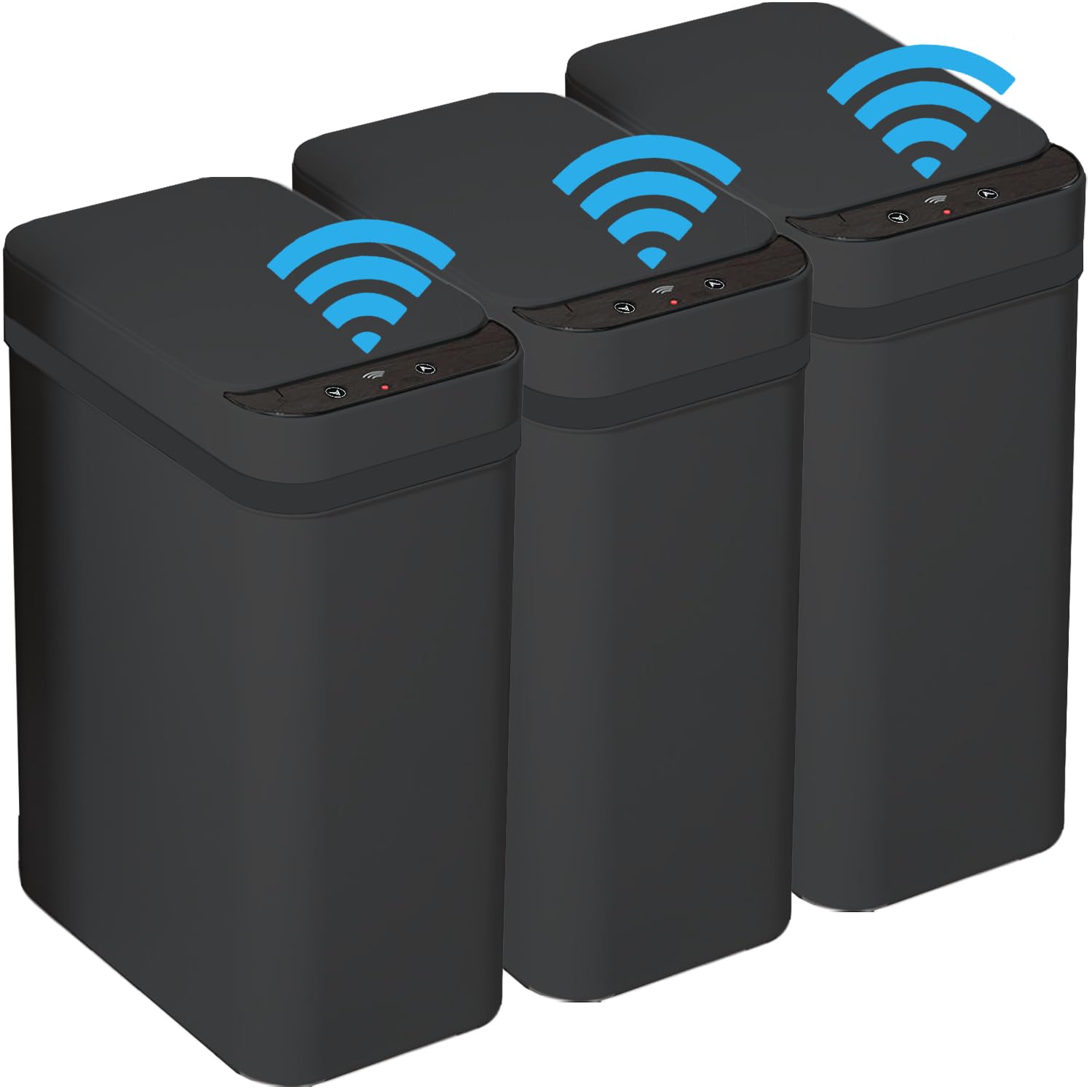 Photo 1 of 3 PACK - Bathroom Trash Can with Lid - 2.5 Gallon Automatic Trash Cans Touchless - Bedroom, Office - Small Smart Garbage Can - Electric, Narrow - Motion Sensor Trash can Bathroom ( Matte Black )