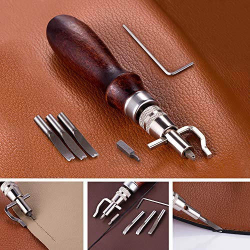 JOYPEA Leather Craft Hand Tools Kit 59 Pieces for DIY Hand Sewing Leather Artwork Stitching Stamping Set and Saddle Making