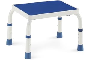 GreenChief Metal Step Stool for Adults Elderly, Bedside Stool Small Foot Stool Kitchen Step Stool Bathroom Stepping Stool, Adjustable Height & Heavy Duty & Non-slip & Sturdy Standing Assist (400 LB)