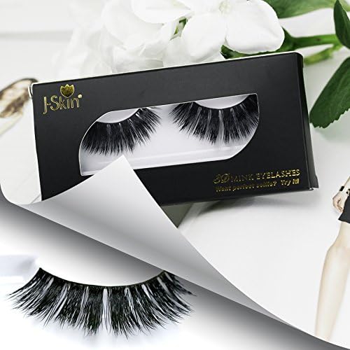 J-Skin 3D Mink Eyelashes Extensions, Thick Reusable, Hand-Made, Curler