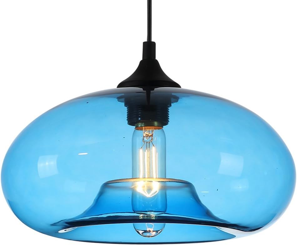 Vintage Pendant Ceiling Hanging Light Glass Shade Blue Amazon.co.uk