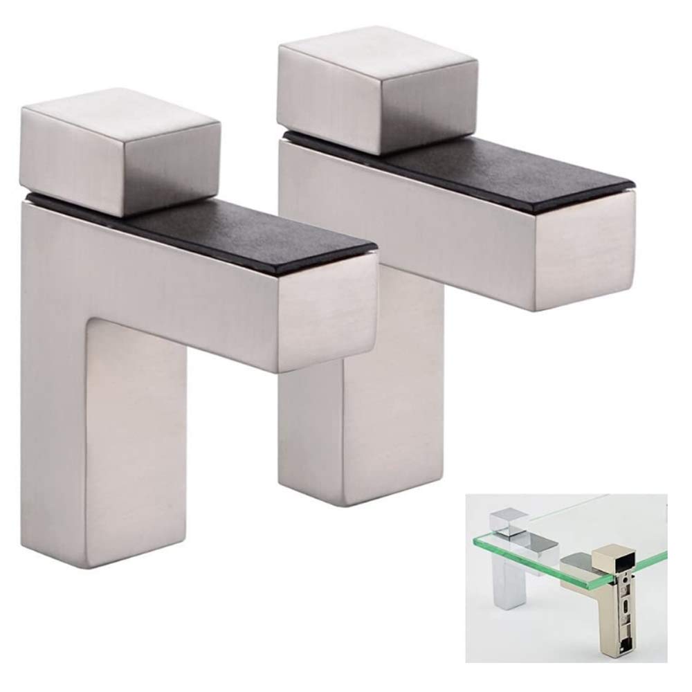2 Pcs Adjustable Wood/Glass Floating Shelf Brackets Wall Mount (Brushed Nickel) — image 1
