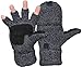 Yeeasy Men's Winter Gloves Warm Wool Knitted Convertible Fingerless Mittens Unisex (Dark Gray)