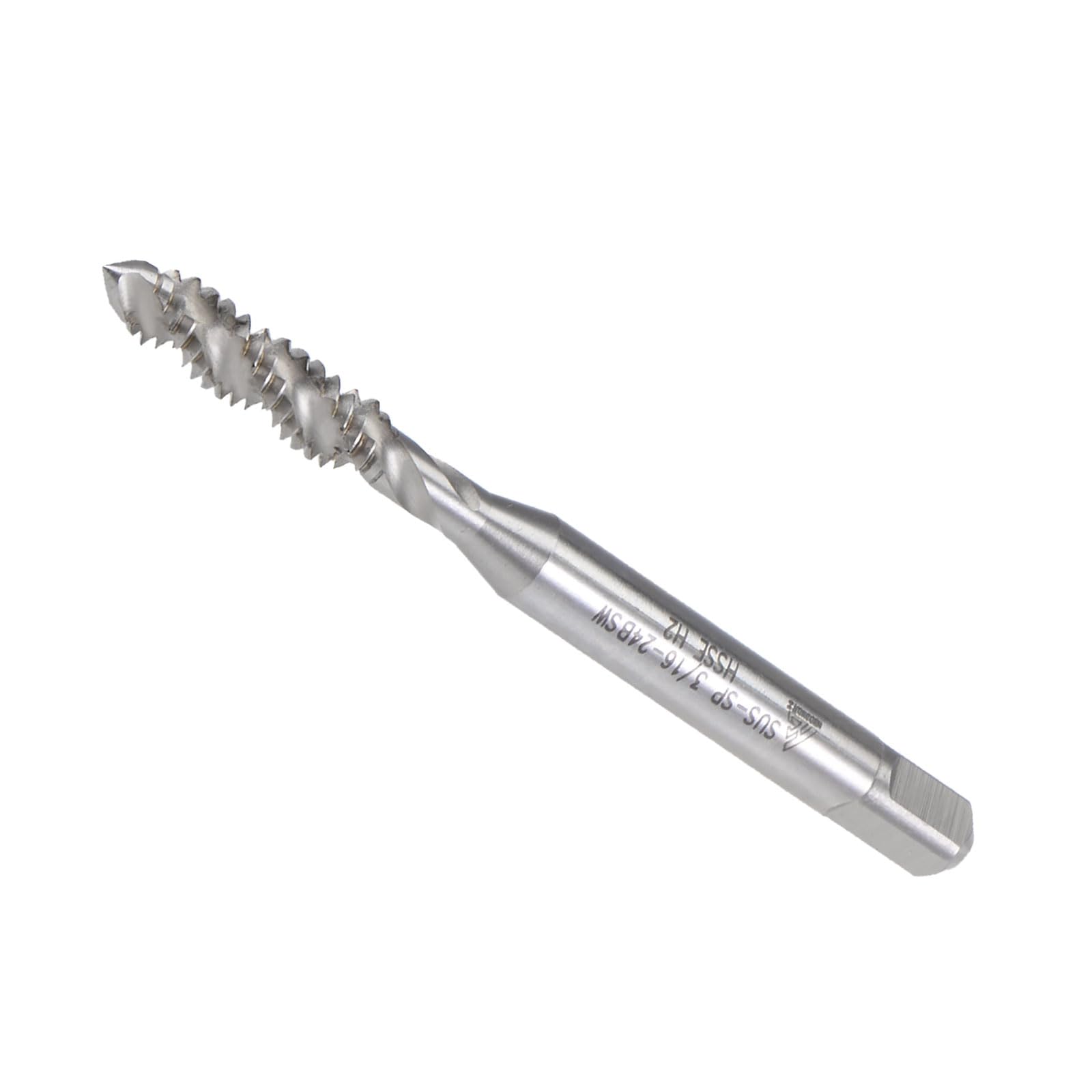 CoCud Spiral Flute Thread Tap, 3/16"-24 BSW Thread Size, Cobalt HSS Threading Tap - (Applications: for Drilling Tapping Aluminum Stainless Steel)