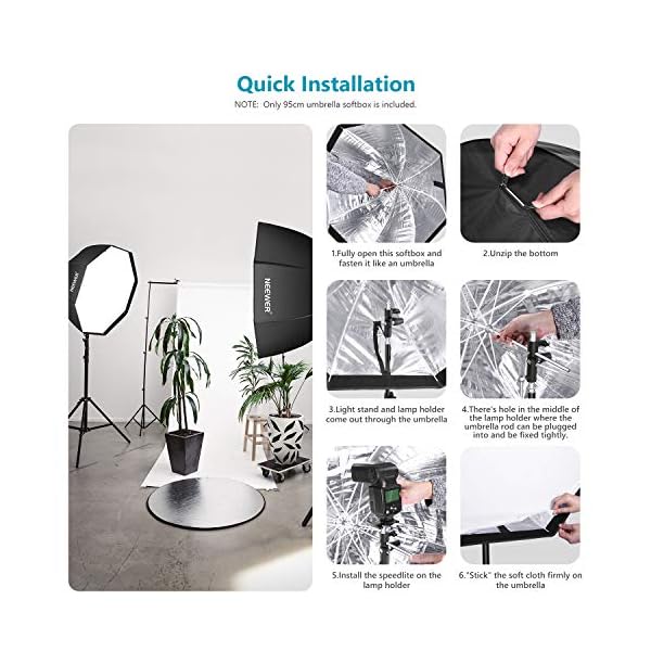 Neewer 37,5 Zoll/95 Zentimeter Achteckige Softbox mit Tragetasche Kompatibel mit Speedlite Studioblitz tragbarer Schirm… – Bild 7