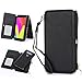 LG v20 wallet case, LG V20 Case, LeCase 12 Card Holder Pro - [Zipper Cash Storage] Premium Button PU Leather Wallet Case Cover With Detachable Magnetic Hard Case For LG V20, Black